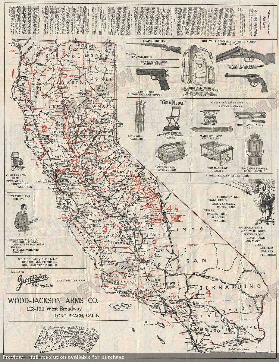 Antique map: California, 1921, 1921