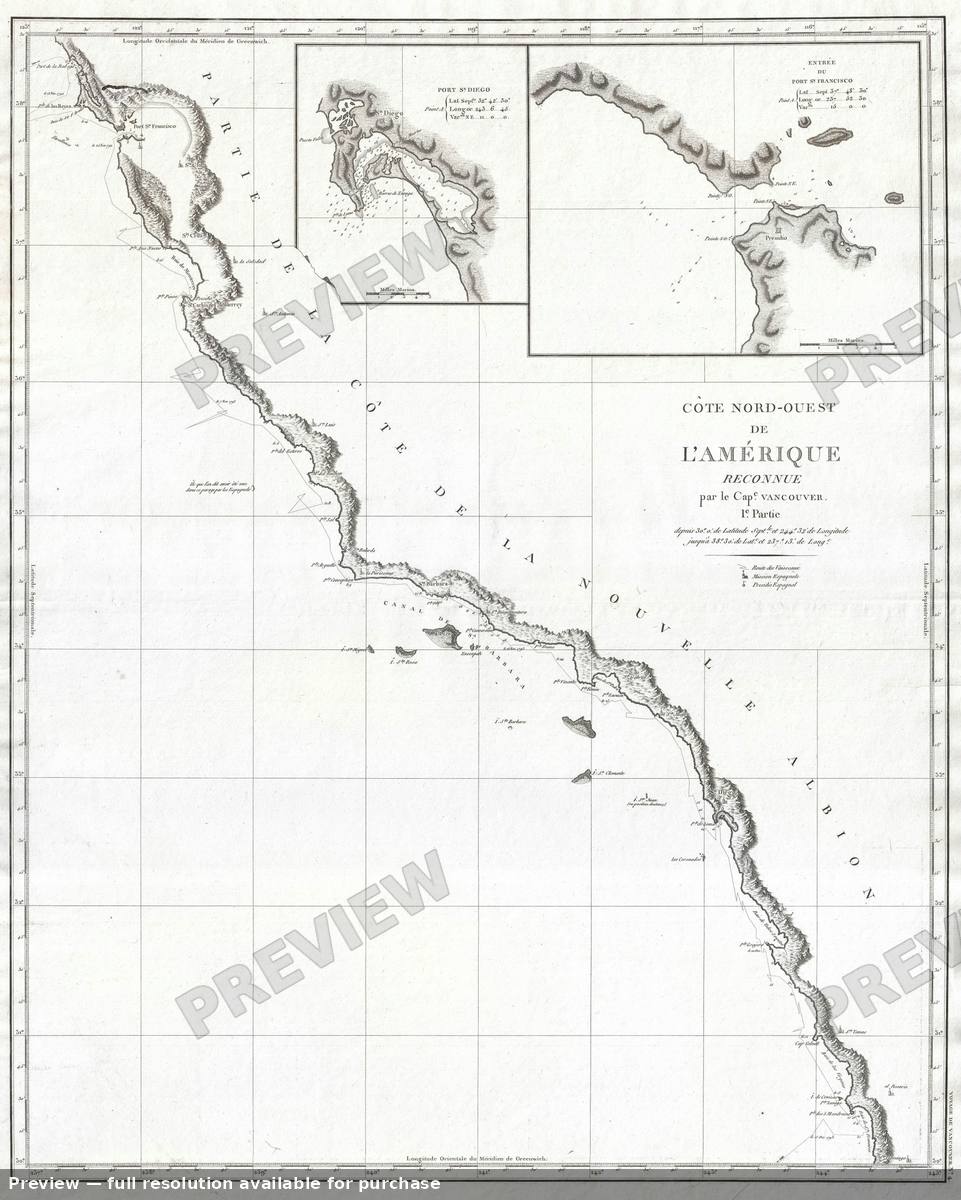 Antique map: California Coast, 1799