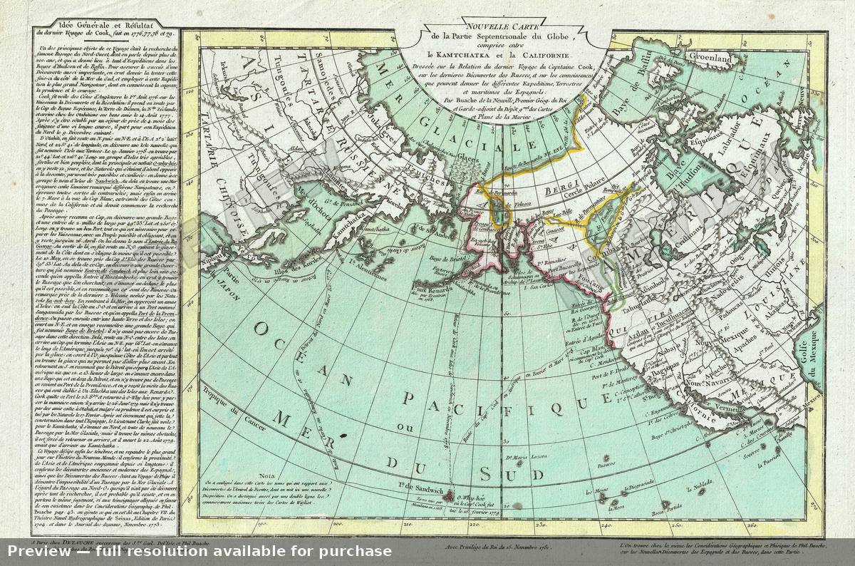 Antique map: Californie Kamtchatka, 1781