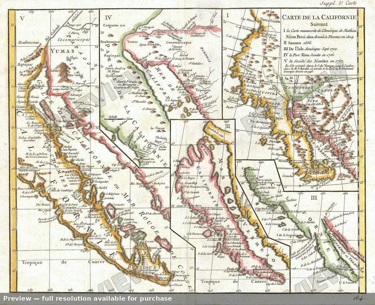 Antique map: Californie Suivant 2, 1768, 1768