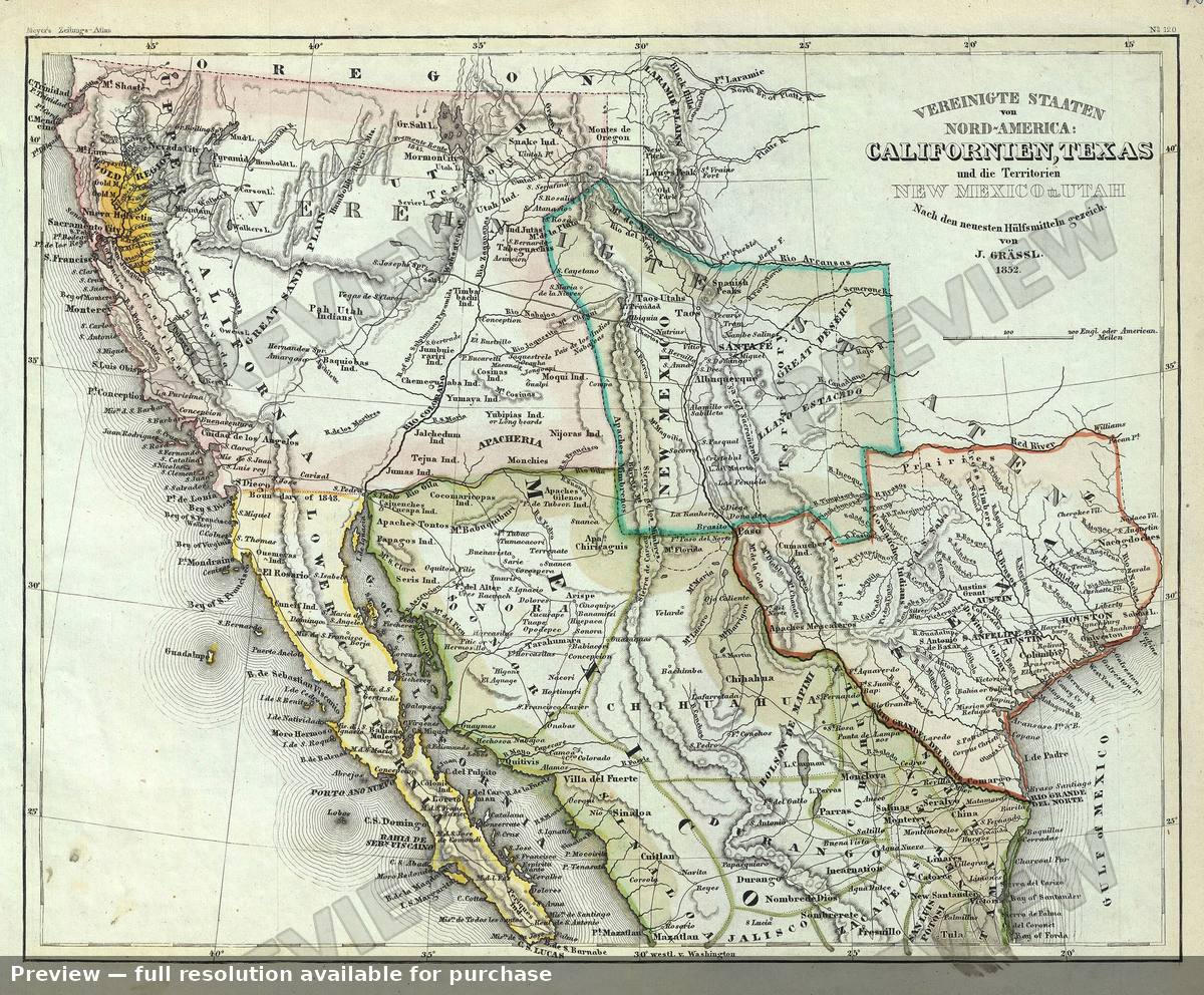 Antique map: Californien Texas, 1852, 1852