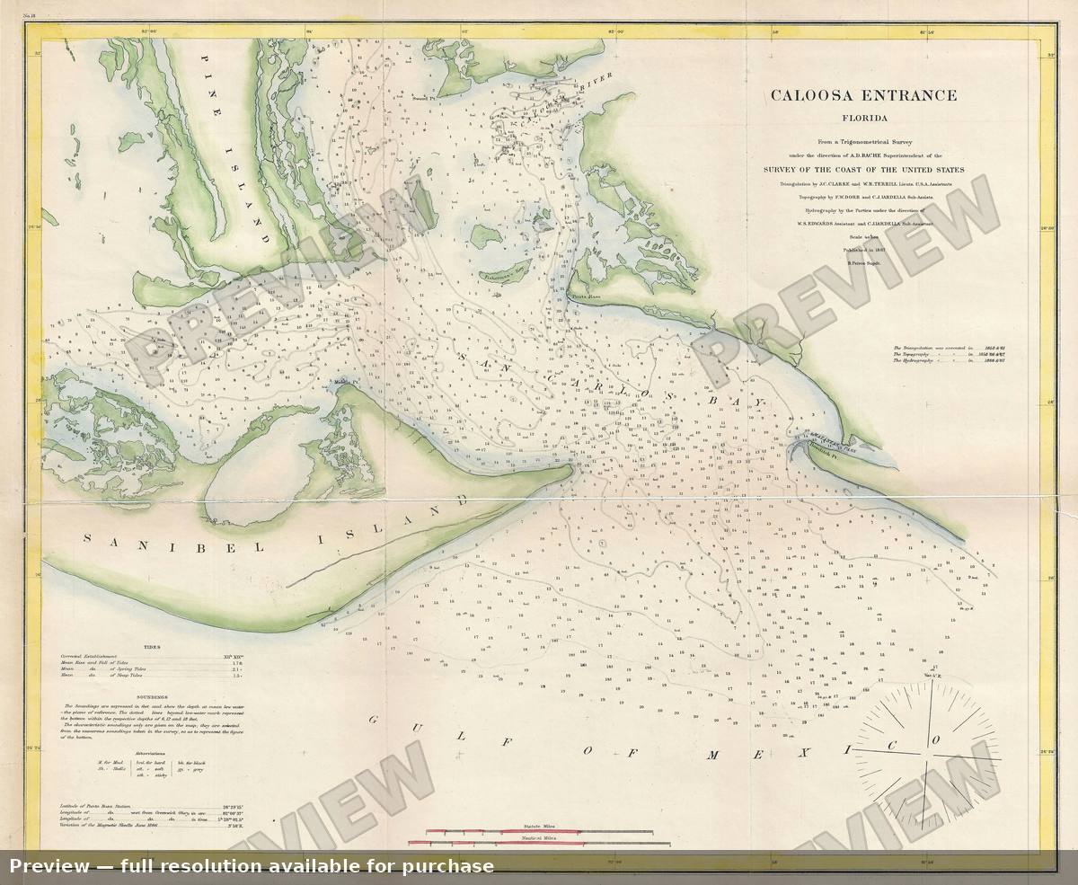Antique map: Caloosa Entrance, 1867