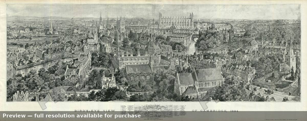 Antique map: Cambridge, 1894