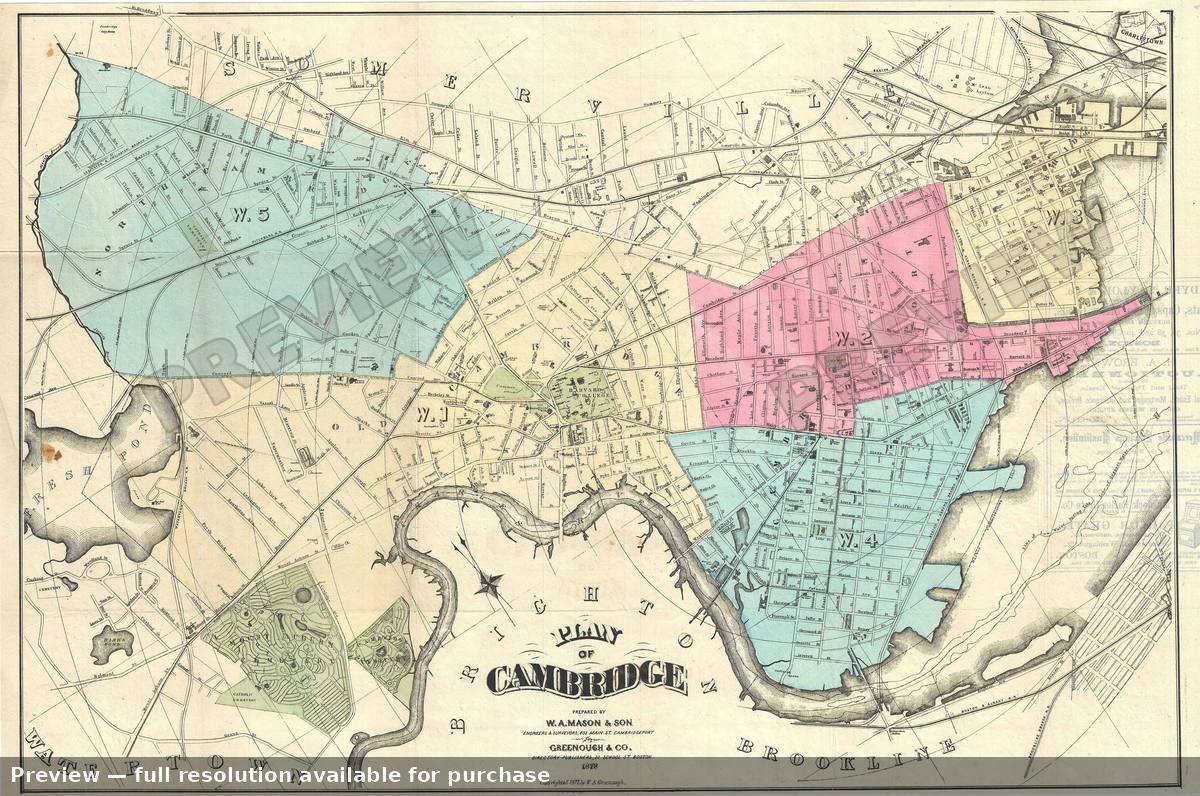 Antique map: Cambridge, 1878, 1878