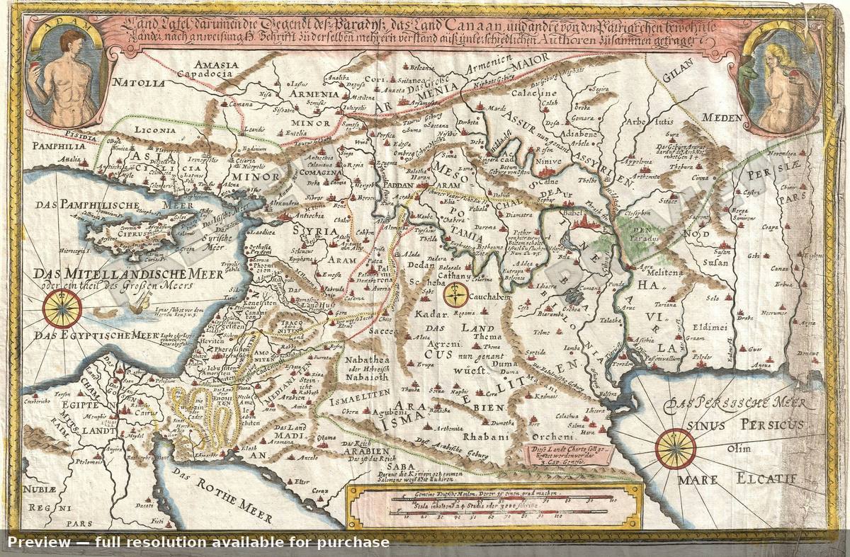 Antique map: Canaan, 1670
