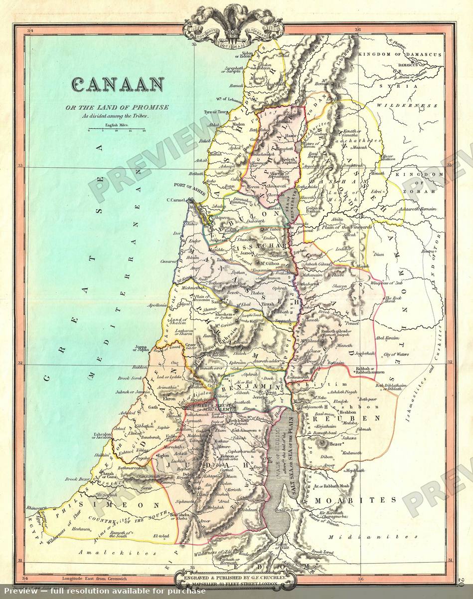 Antique map: Canaan, 1853