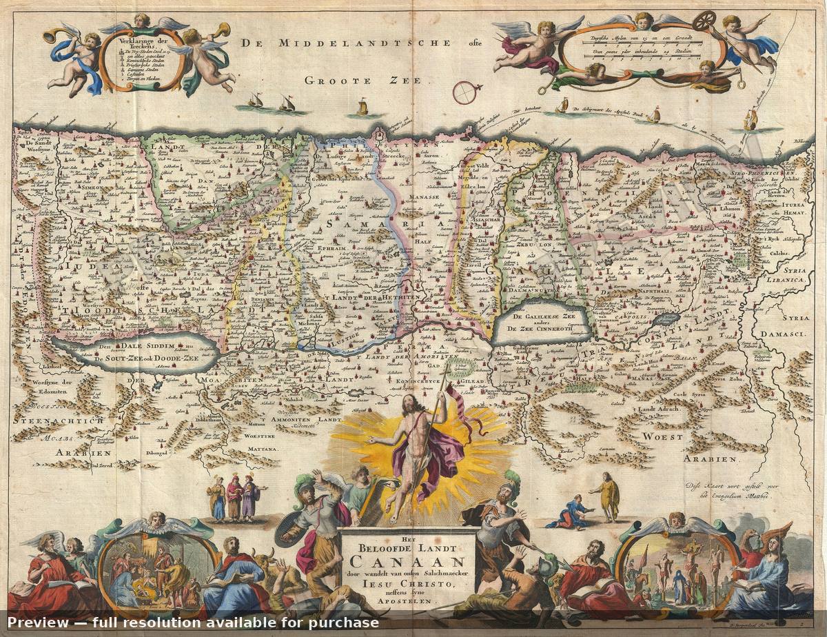 Antique map: Canaan, 1702