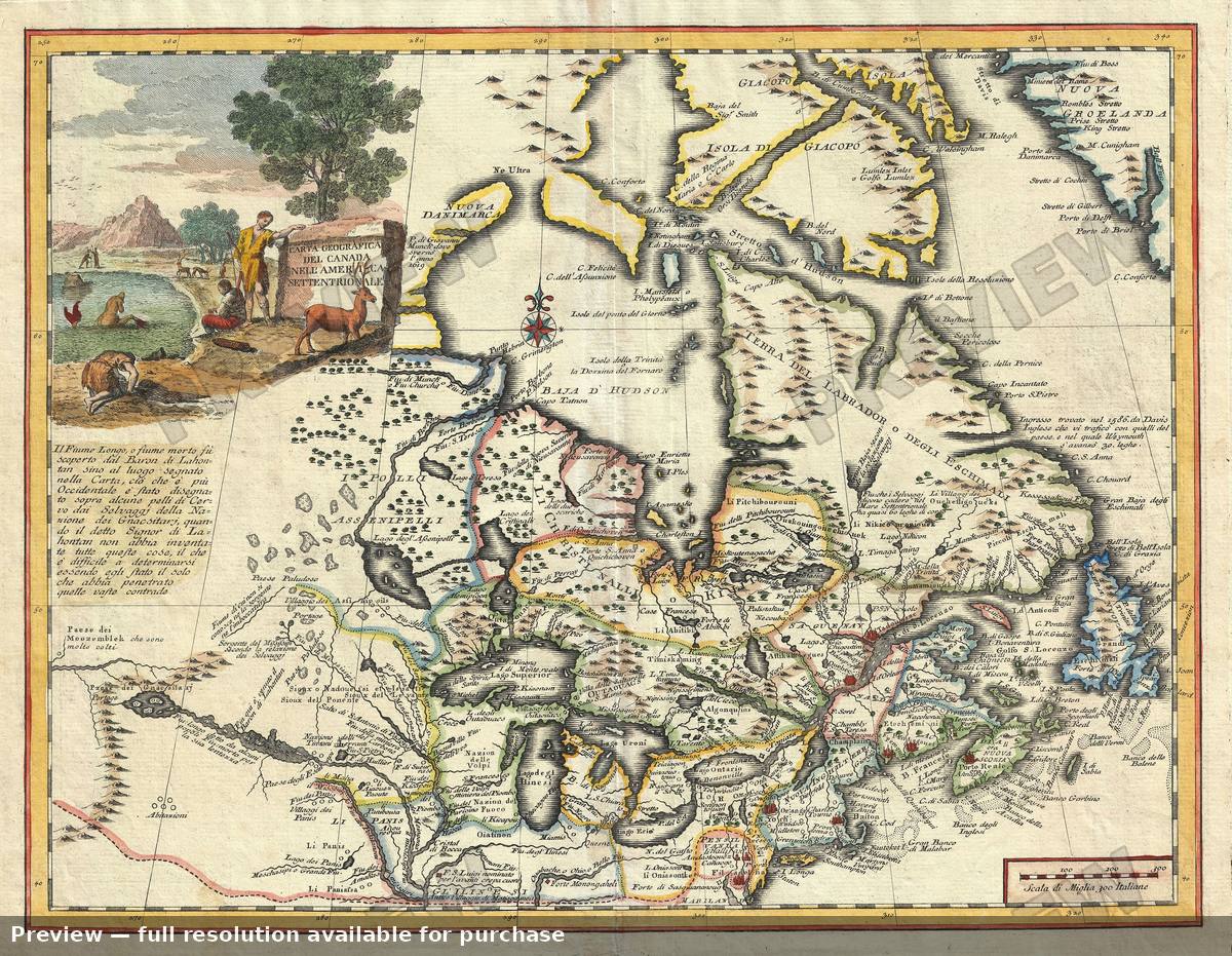 Antique map: Canada, 1740