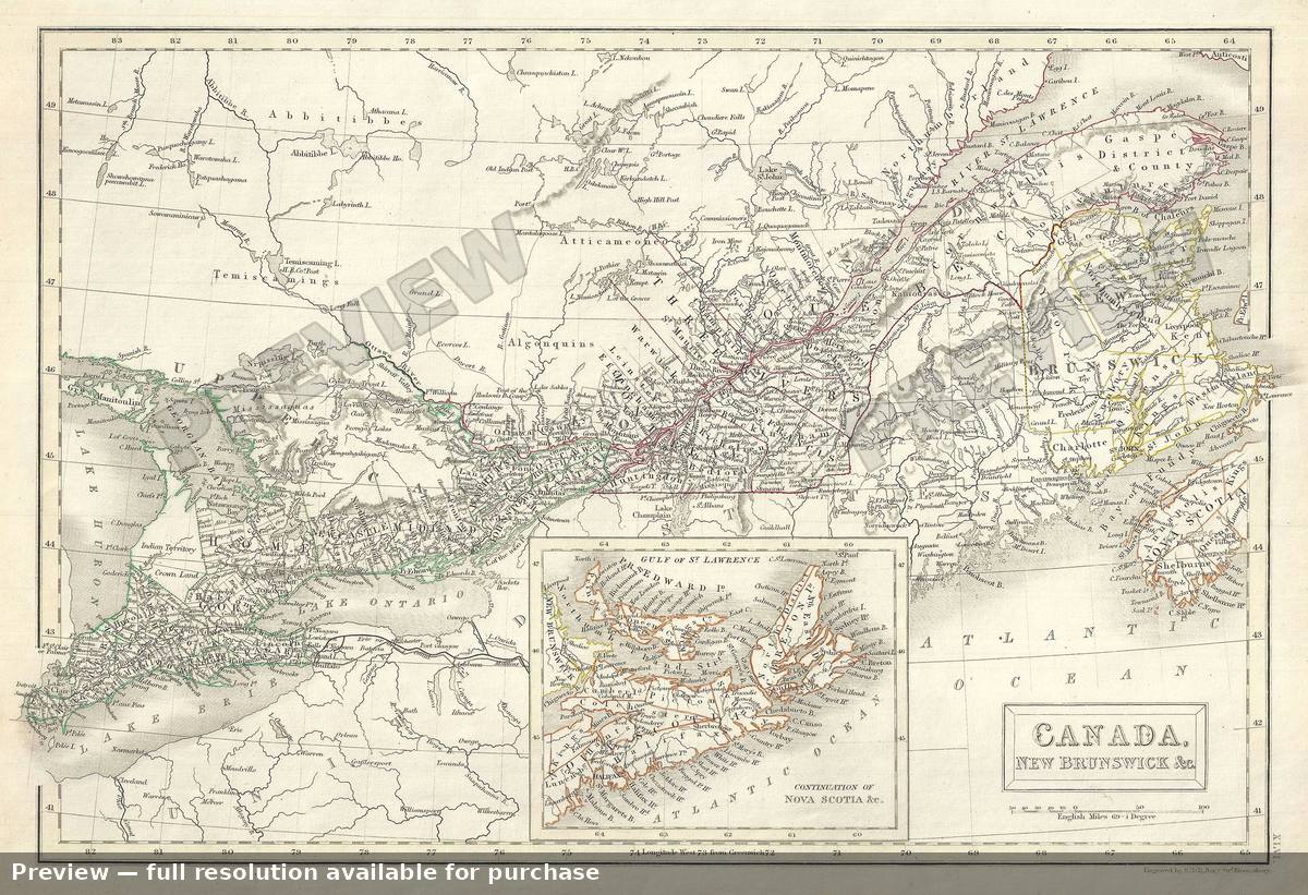 Antique map: Canada, 1844