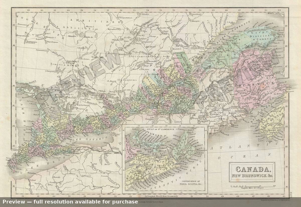 Antique map: Canada, 1851