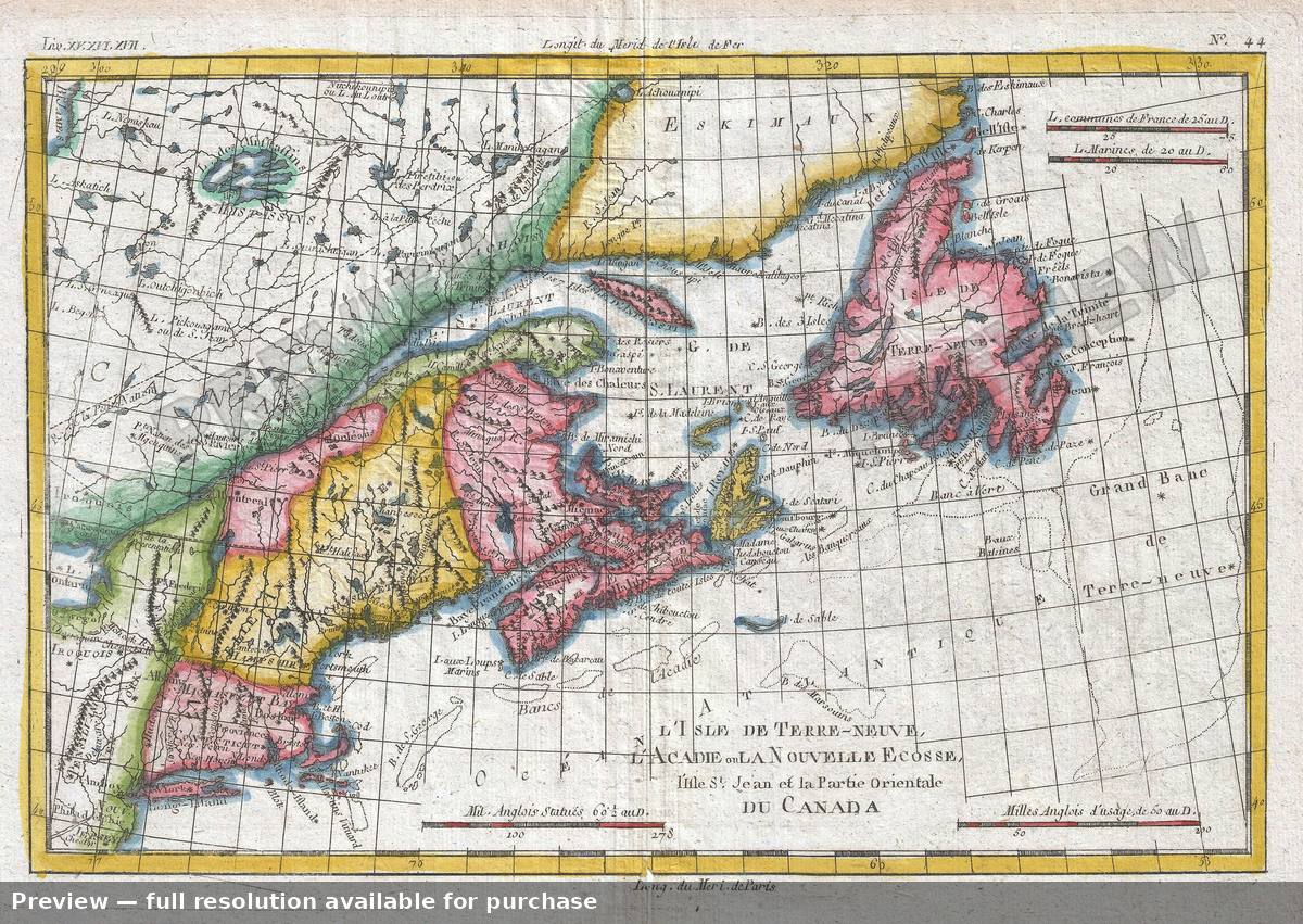 Antique map: Canada, 1780
