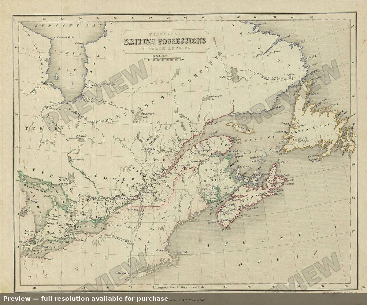 Antique map: Canada, 1845