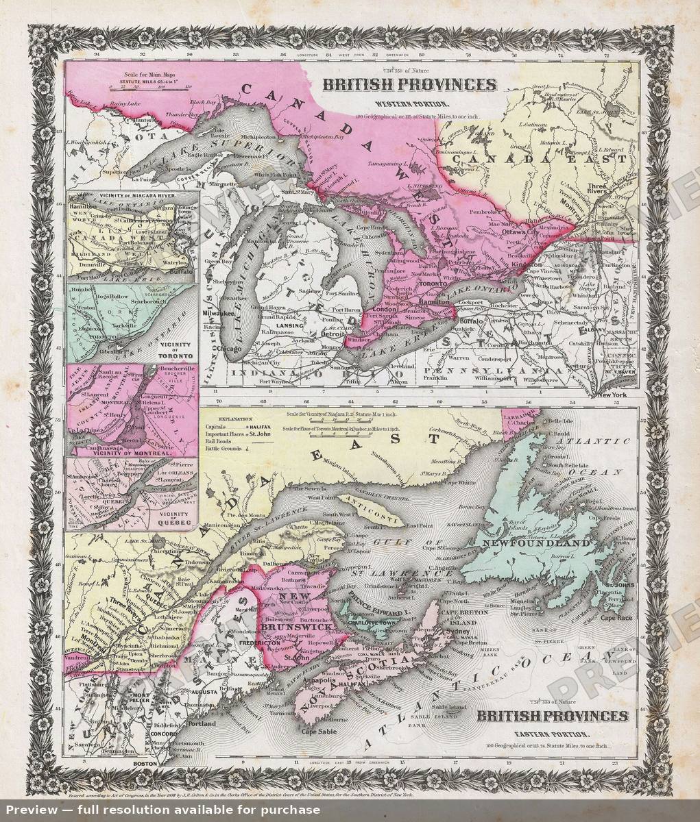 Antique map: Canada, 1859, 1859
