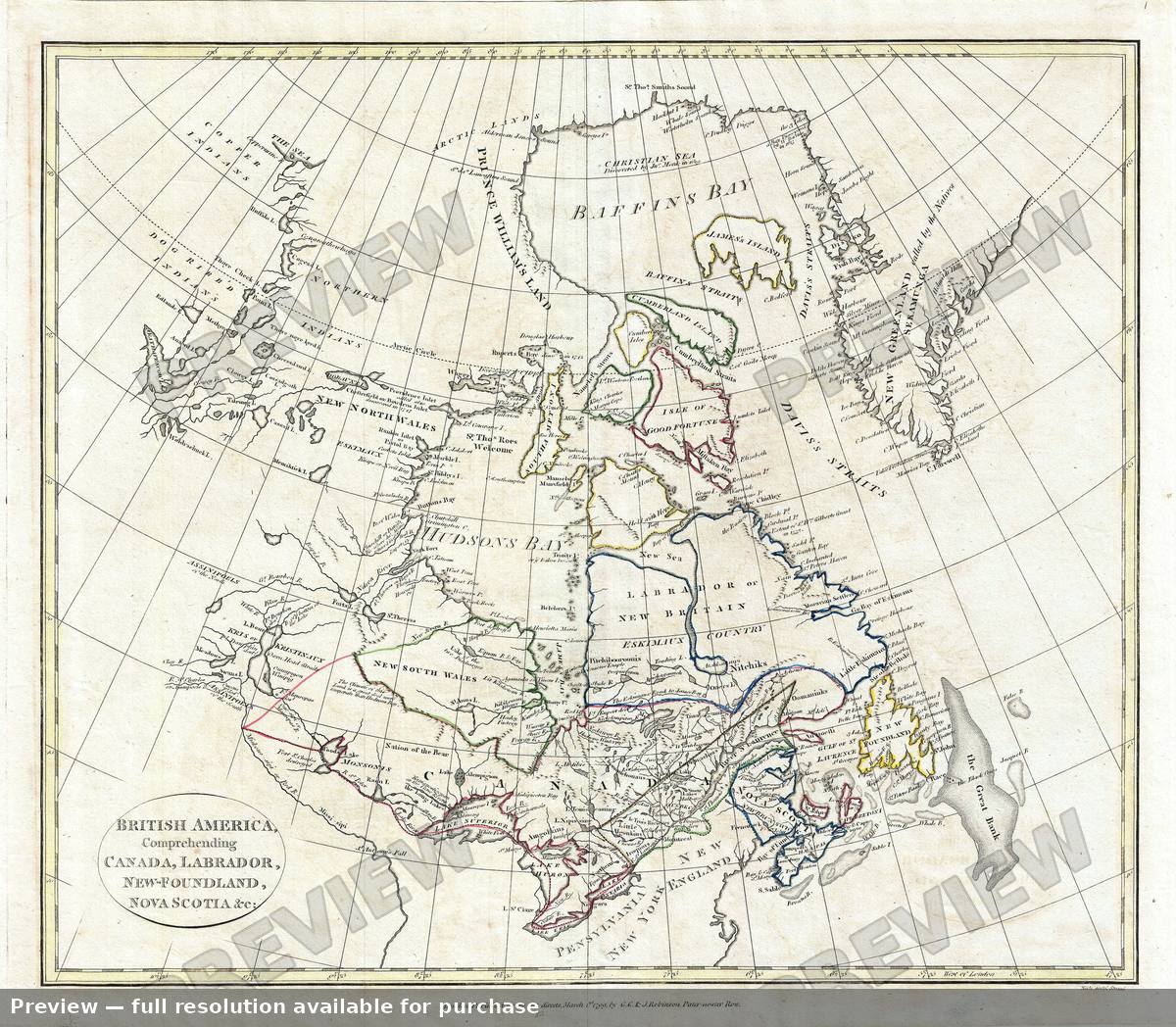 Antique map: Canada, 1799
