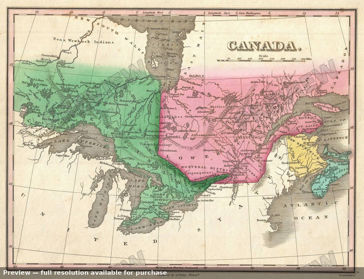 Antique map: Canada, 1827