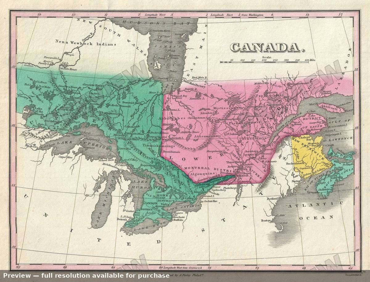 Antique map: Canada, 1828