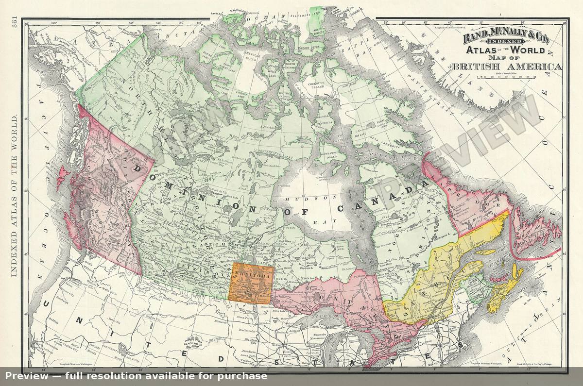 Antique map: Canada, 1893, 1893