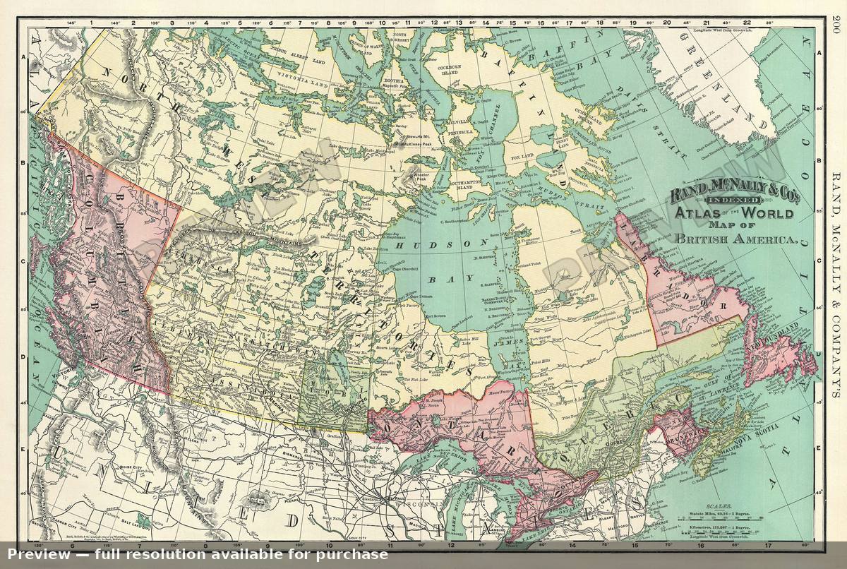 Antique map: Canada, 1895, 1895