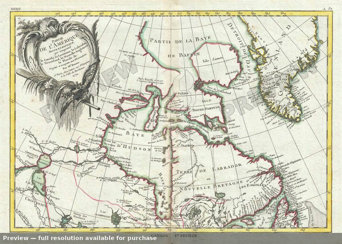 Antique map: Canada La Louisiane, 1771, 1771