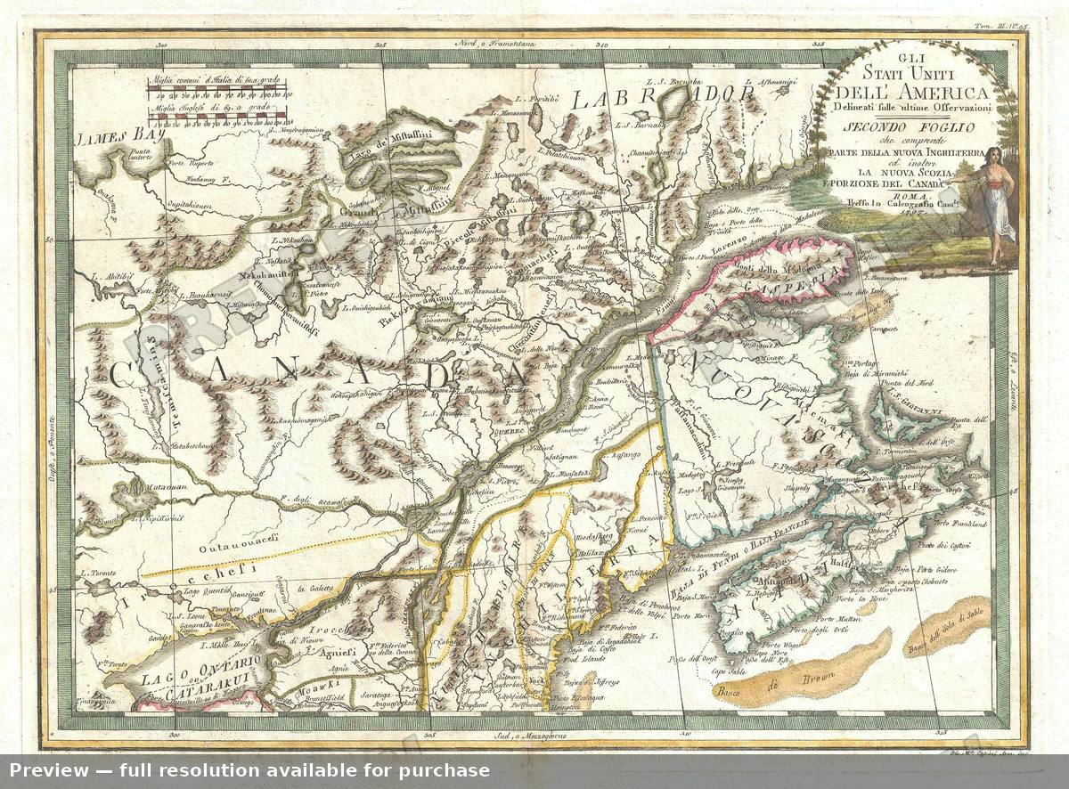 Antique map: Canada New England, 1797