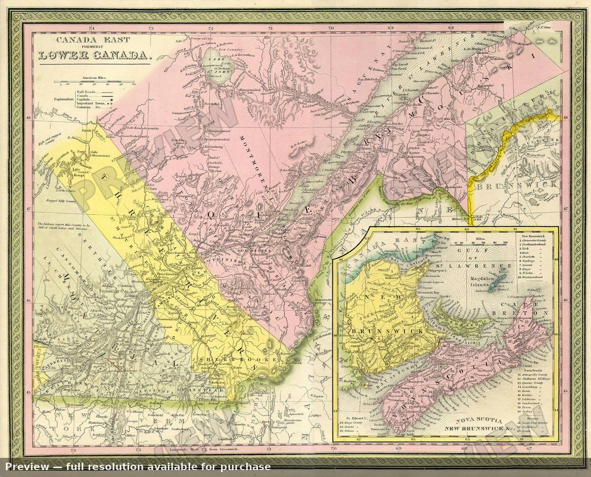 Antique map: Canada Quebec, 1850, 1850