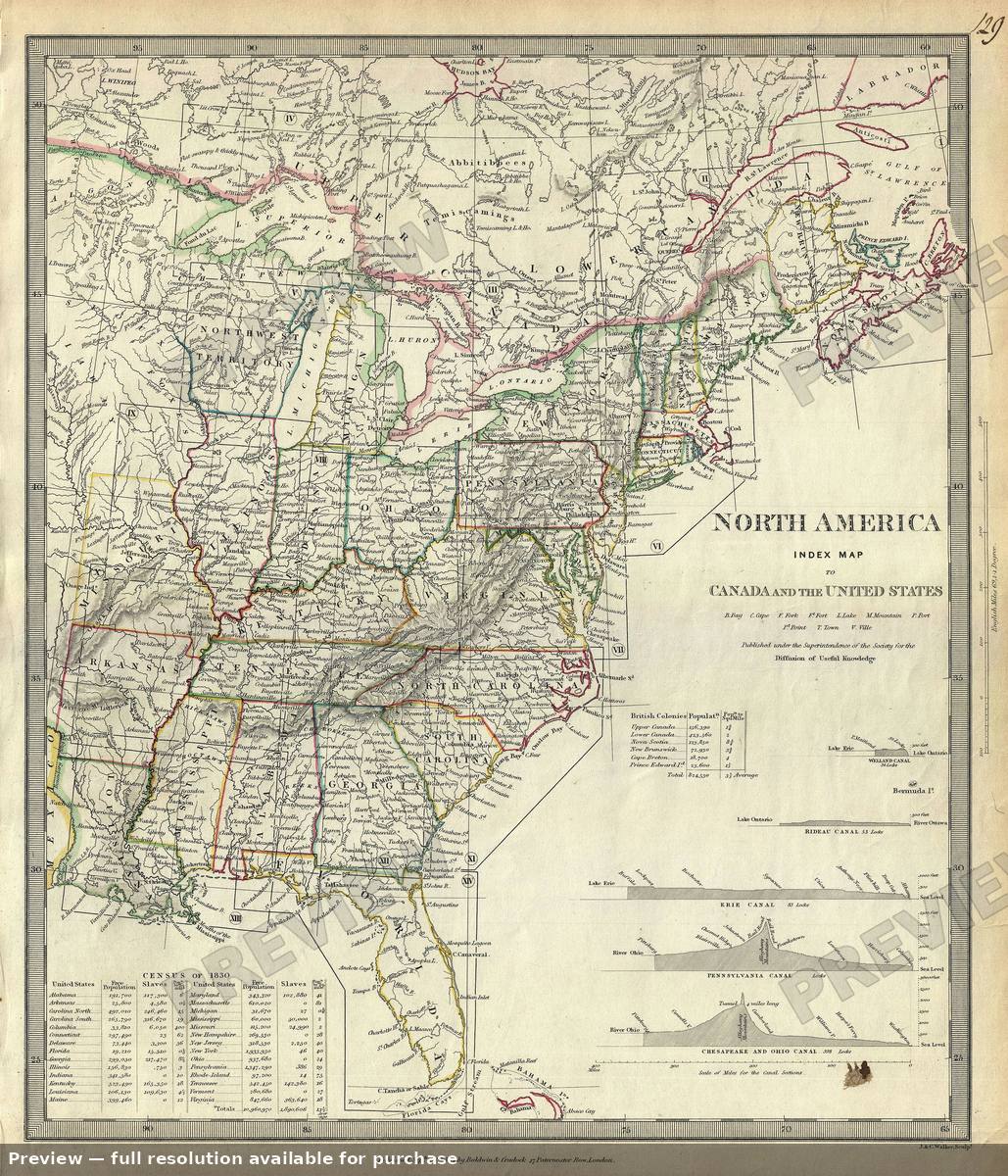 Antique map: Canada United States, 1834