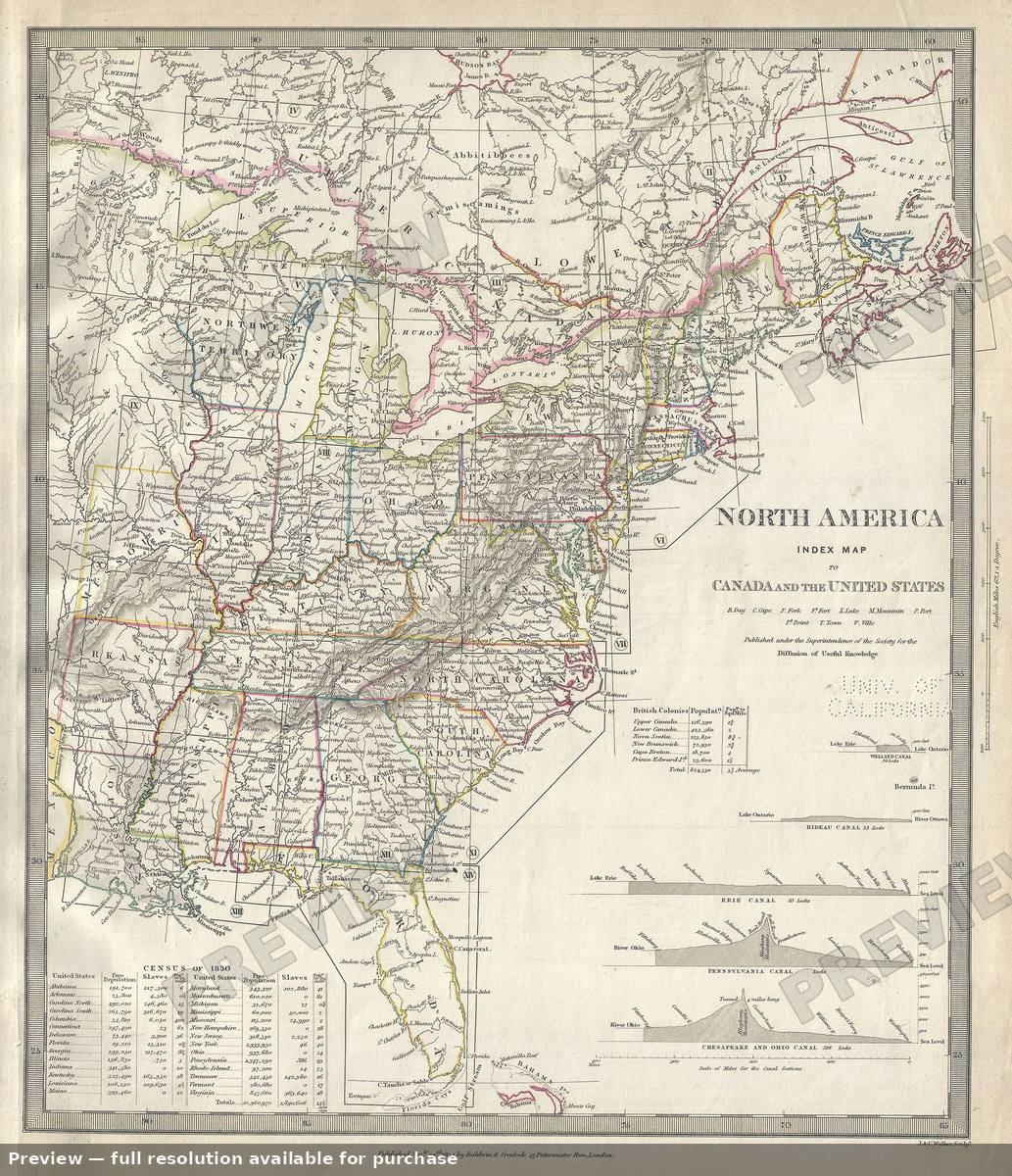 Antique map: Canada United States, 1844, 1844