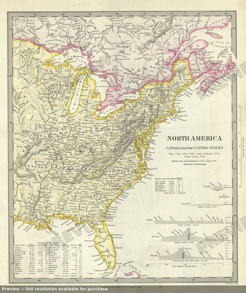 Antique map: Canada United States, 1848, 1848