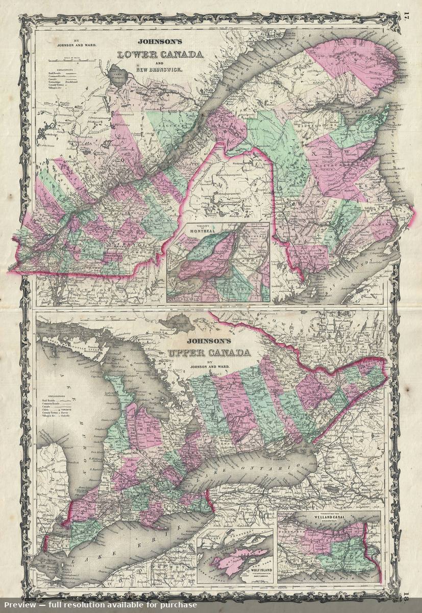 Antique map: Canada Upper Lower, 1863
