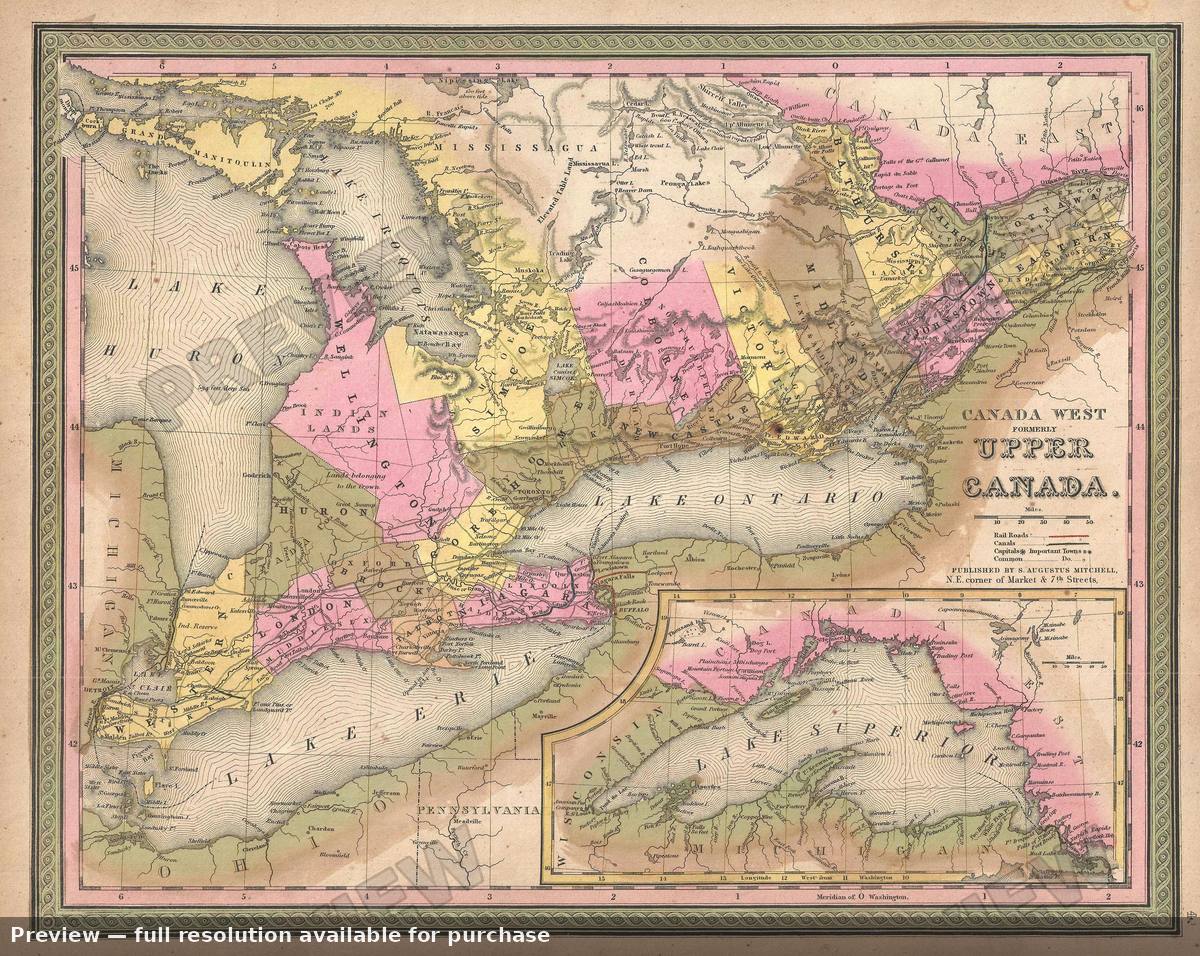 Antique map: Canada West Upper, 1850, 1850