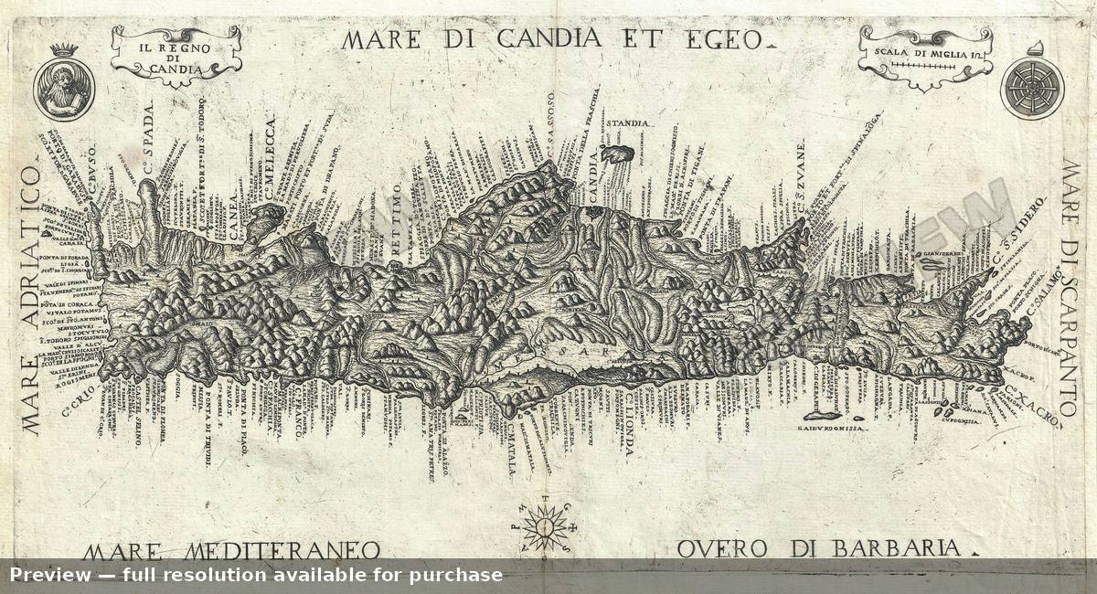 Antique map: Candia, 1651