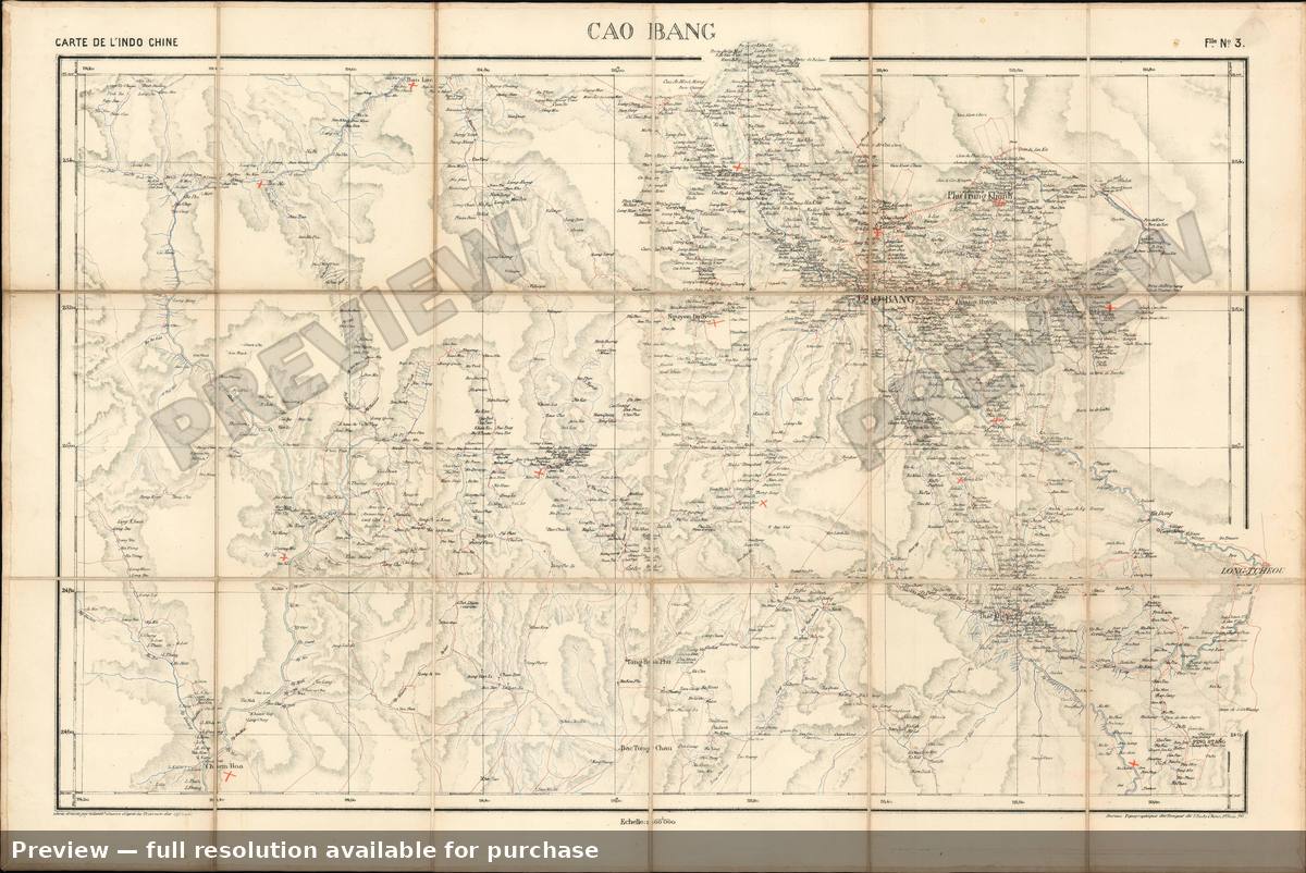 Antique map: Cao Bang Vietnam, 1895, 1895