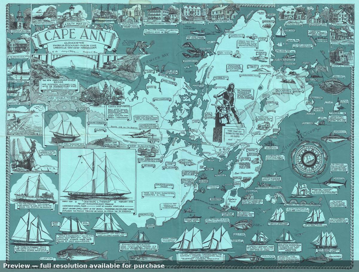 Antique map: Cape Ann, 1947, 1947