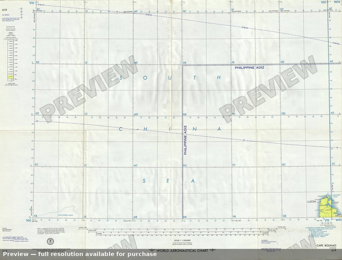 Antique map: Cape Bolinao, 1957