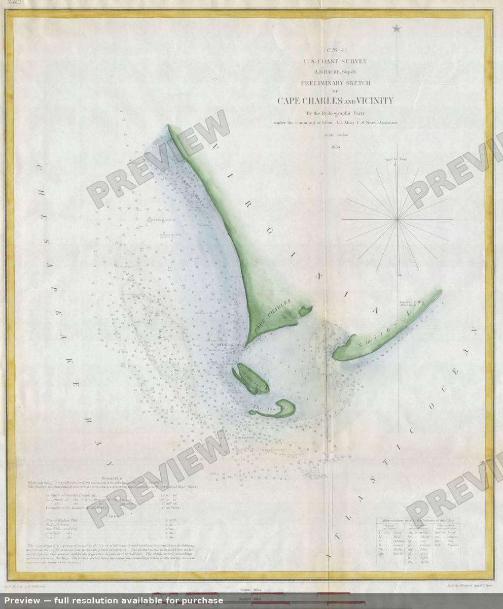 Antique map: Cape Charles, 1853