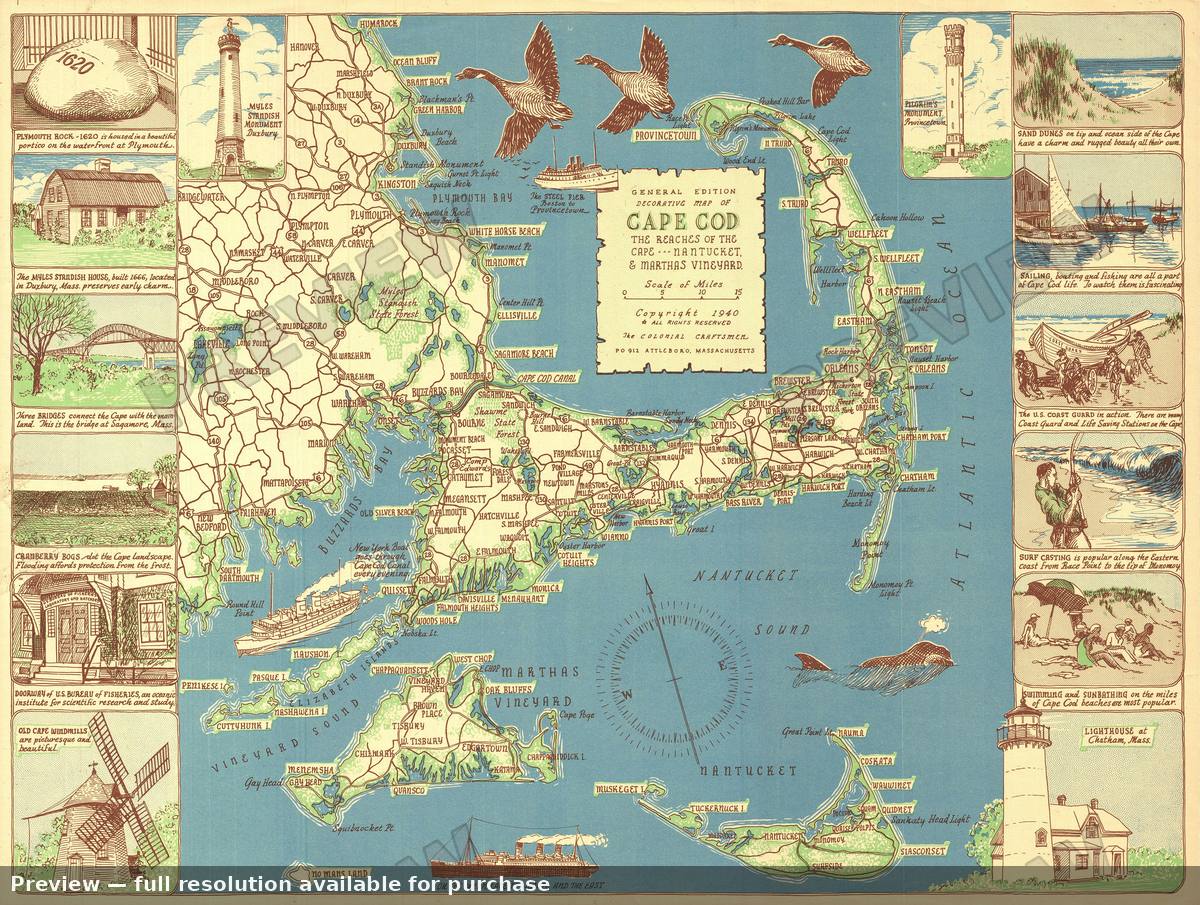 Antique map: Cape Cod, 1940, 1940