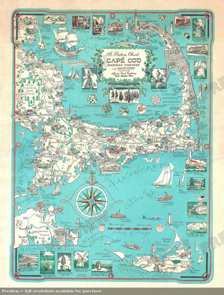 Antique map: Cape Cod, 1960, 1960