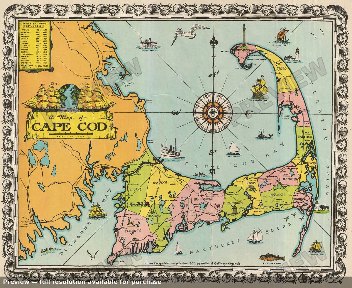 Antique map: Cape Cod, 1932, 1932