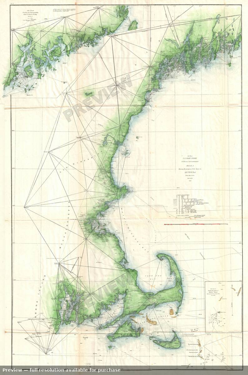 Antique map: Cape Codto Maine, 1859