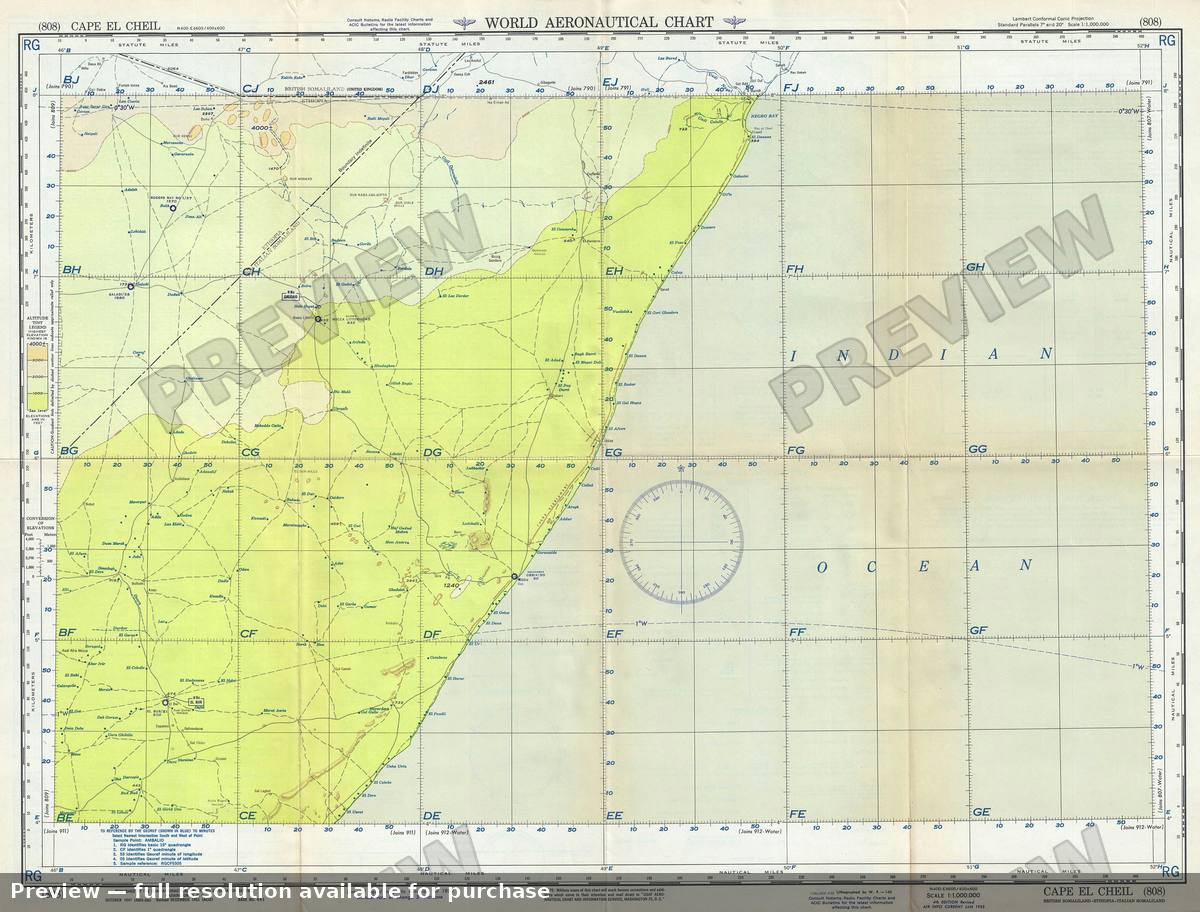 Antique map: Cape El Cheil, 1955