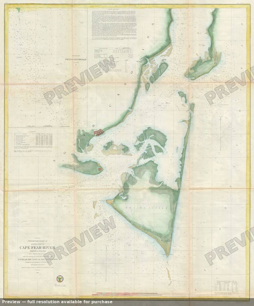 Antique map: Cape Fear, 1855