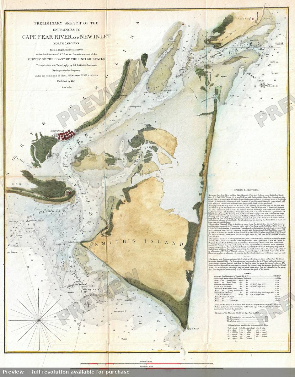Antique map: Cape Fear 2, 1853