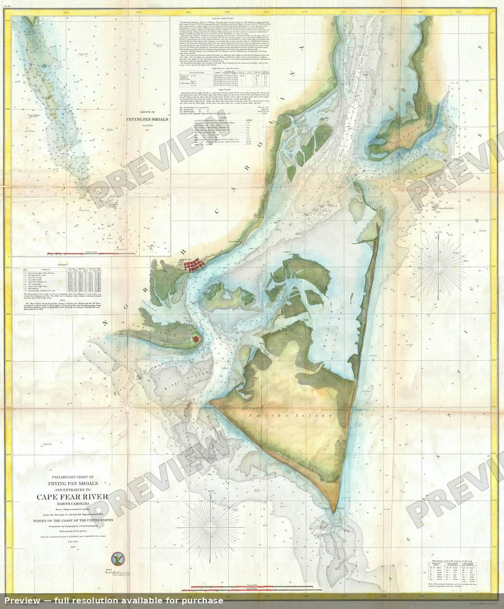 Antique map: Cape Fear River, 1857