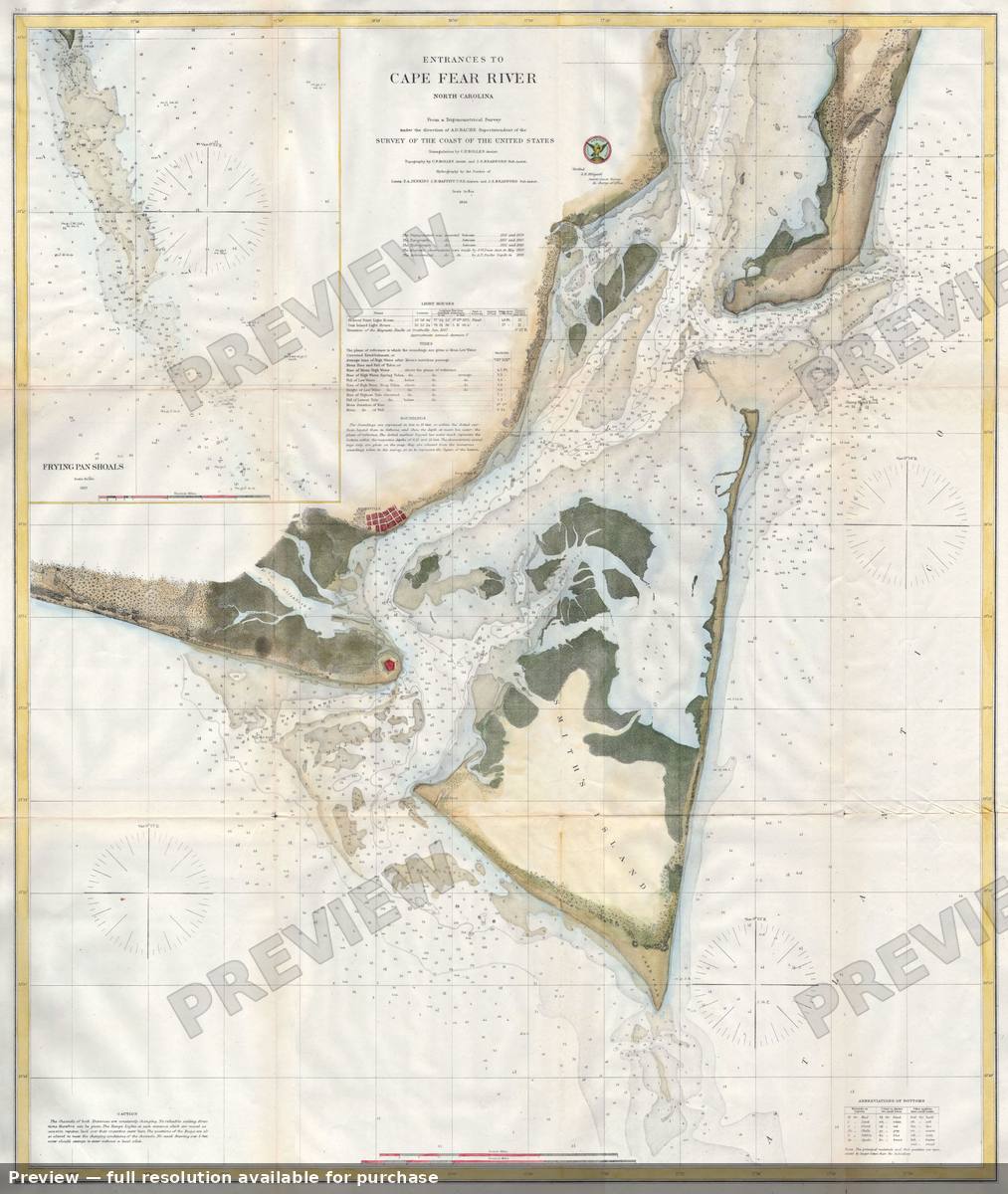 Antique map: Cape Fear River, 1866