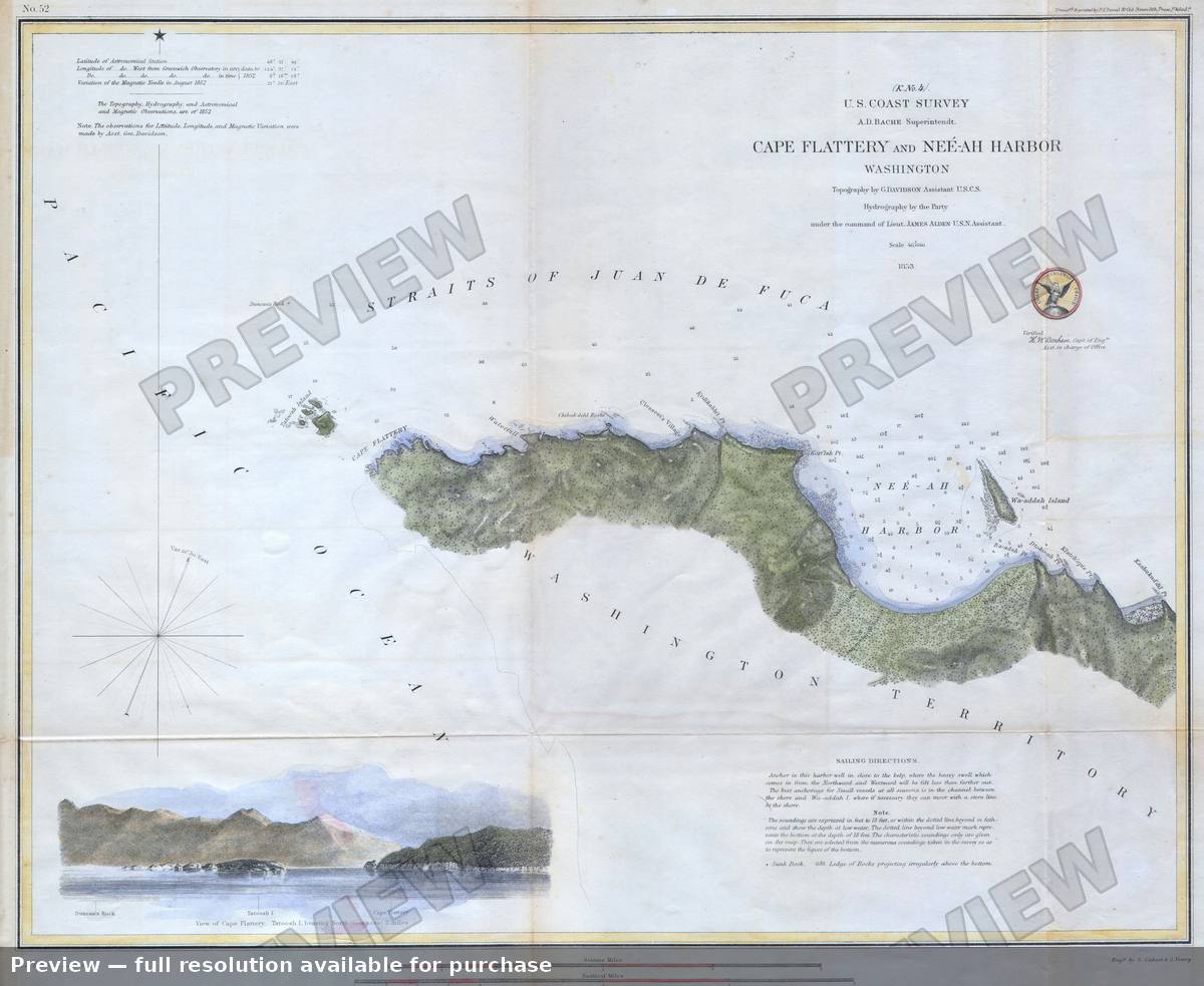 Antique map: Cape Flattery, 1853