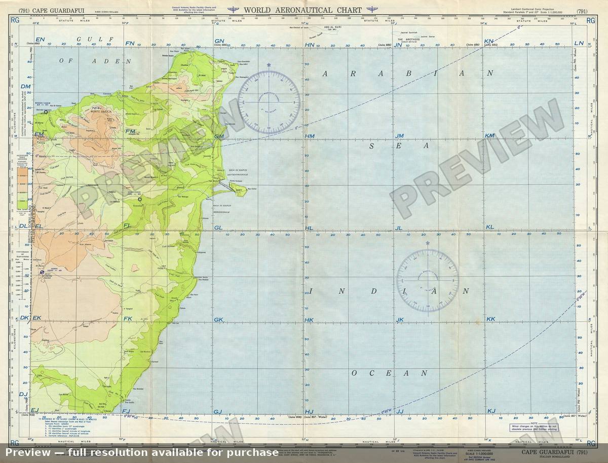 Antique map: Cape Guardafui, 1952, 1952