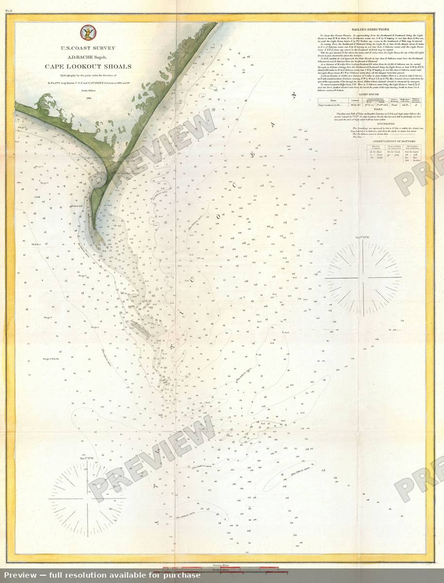 Antique map: Cape Lookout, 1866