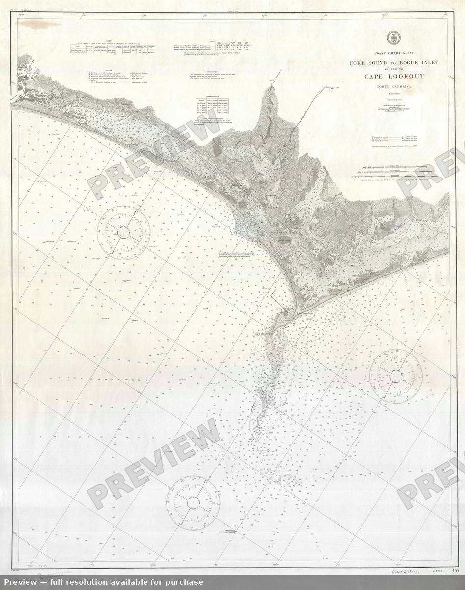 Antique map: Cape Lookout NC, 1910