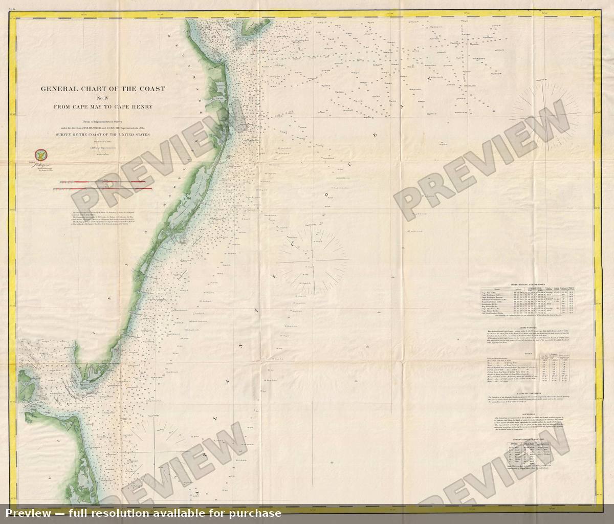 Antique map: Cape Mayto Cape Henry, 1862