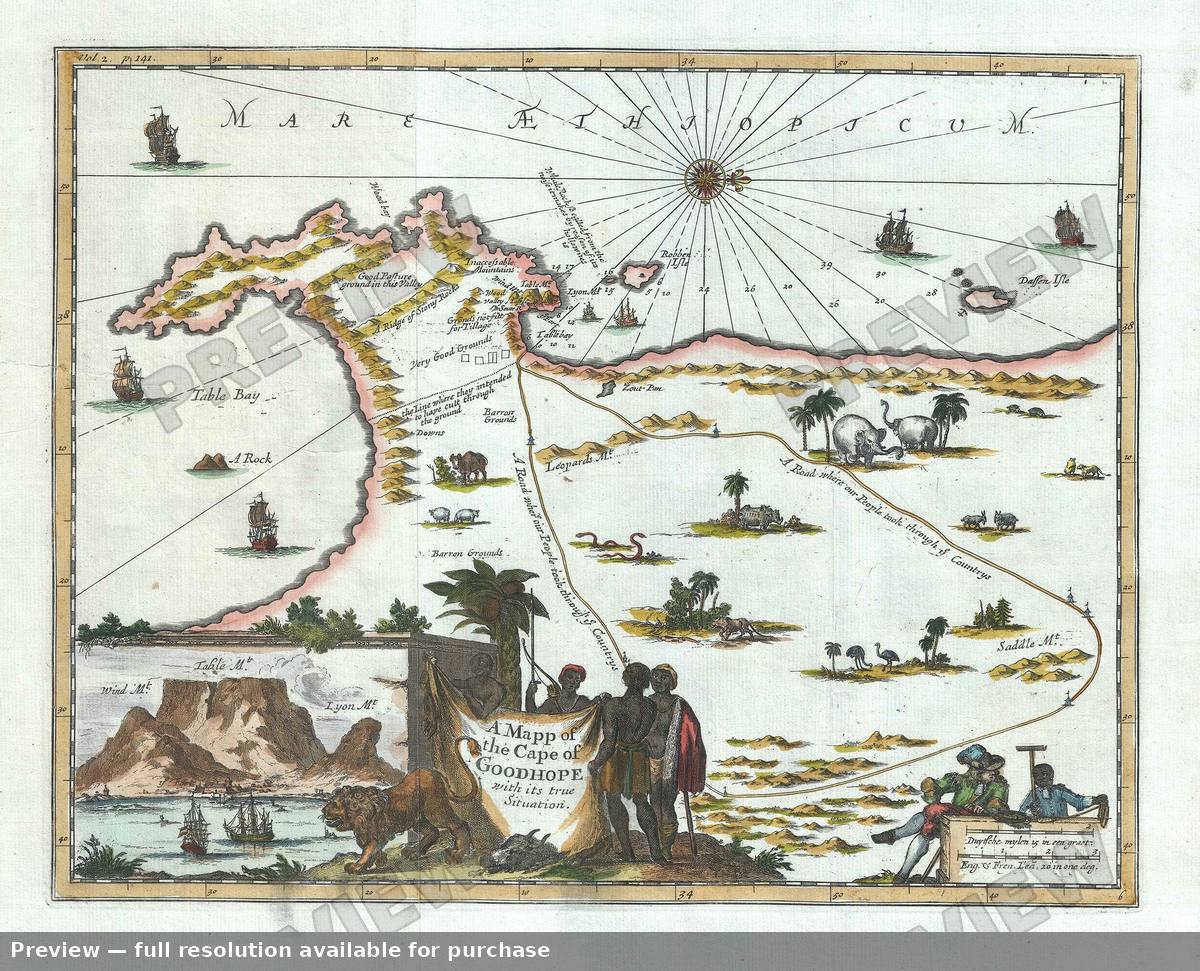 Antique map: Cape Of Good Hope, 1703, 1703